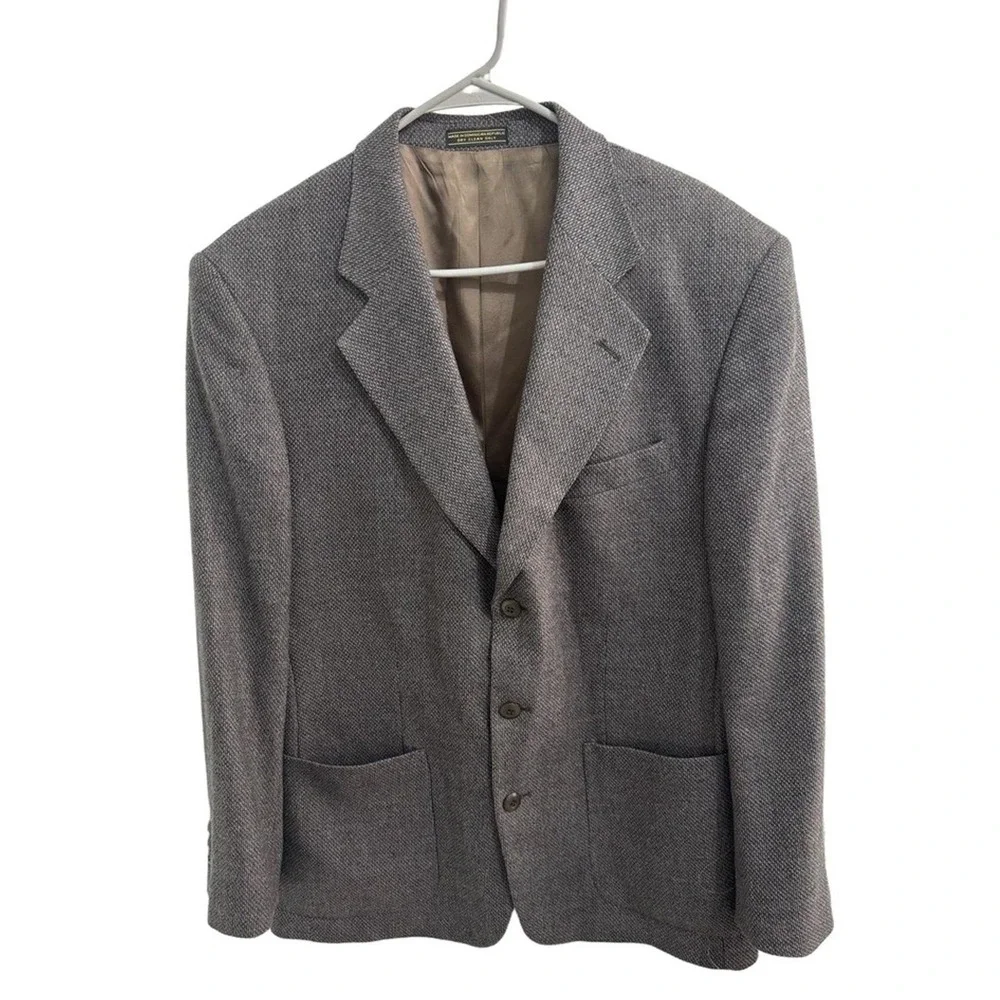Bachrach Blazer Jacket Mens Herringbone 3-Button Wool Notched‎ Lapel Business